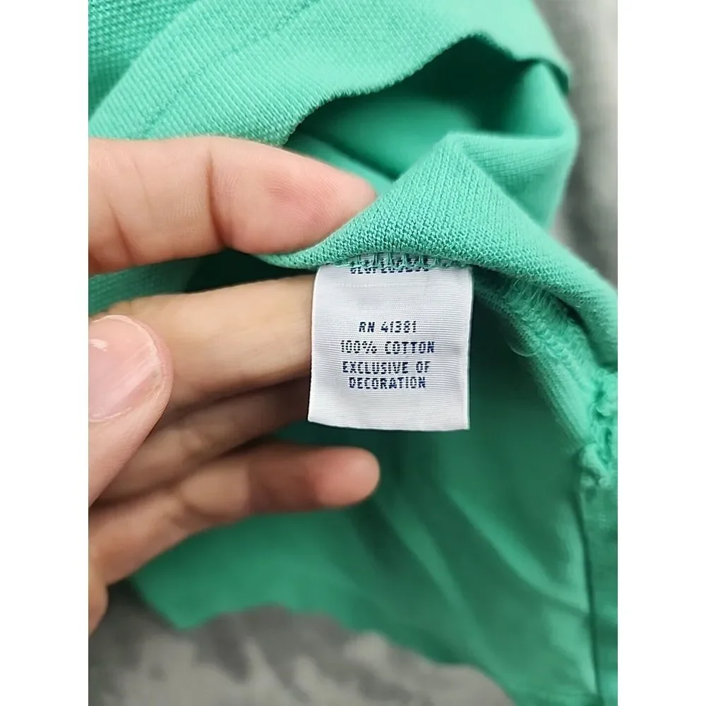 Polo Ralph Lauren Polo Shirt Mens 3xb Green Cotton Ribbed Short Sleeve Pony Golf